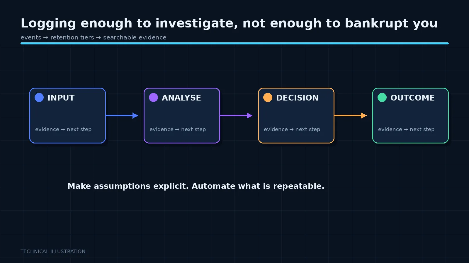 Illustration: Logging enough to investigate, not enough to bankrupt you